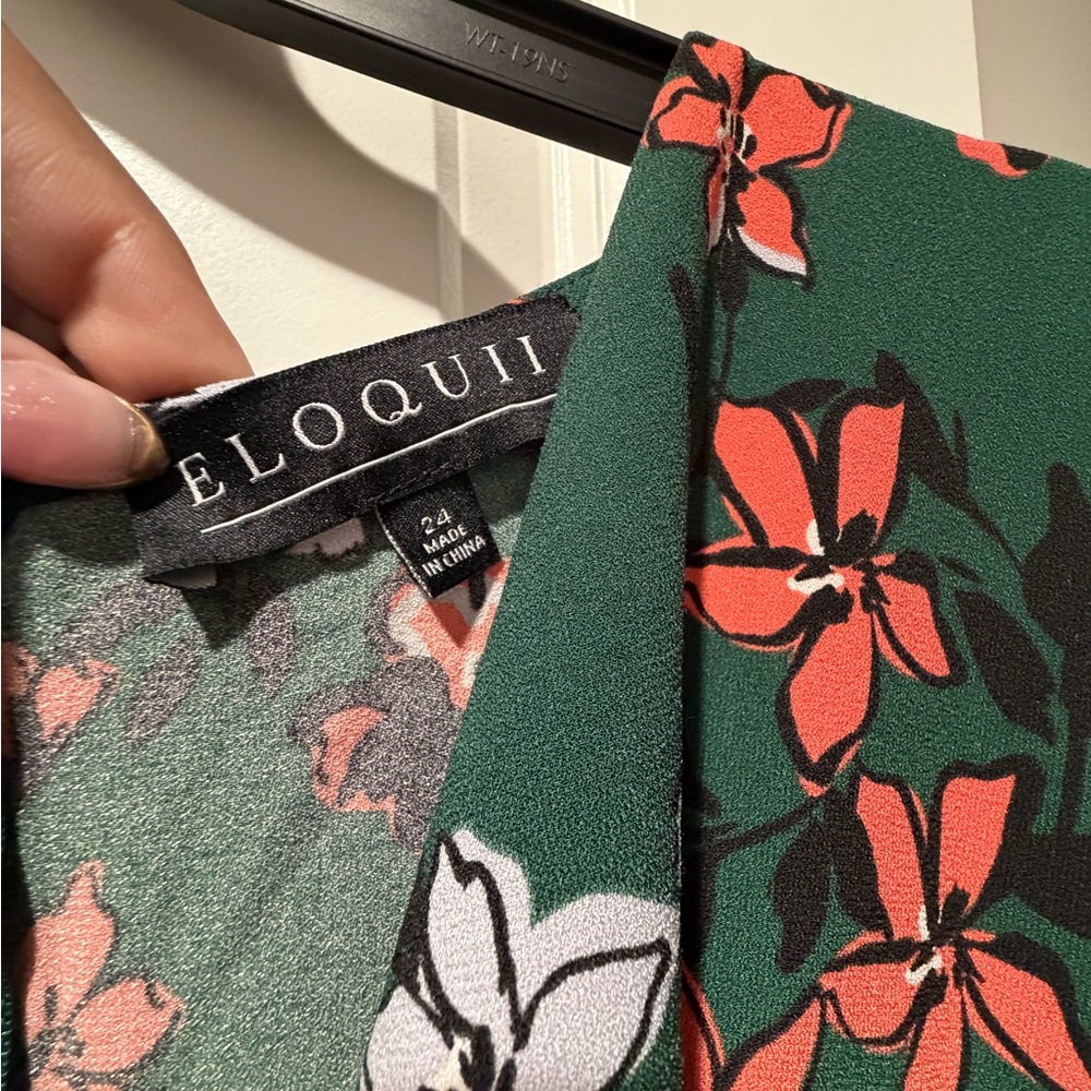 Eloquii Green Floral Tie-Front Jumpsuit - Picture 3 of 6